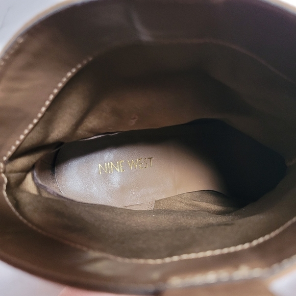 Nine West Inwood Leather Tan Ankle Boots Women's Size 10M Fringe - Picture 9 of 13